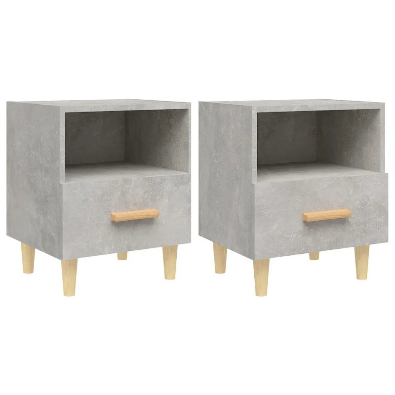 Rasen 2 Drawer Bedside Table, Grey