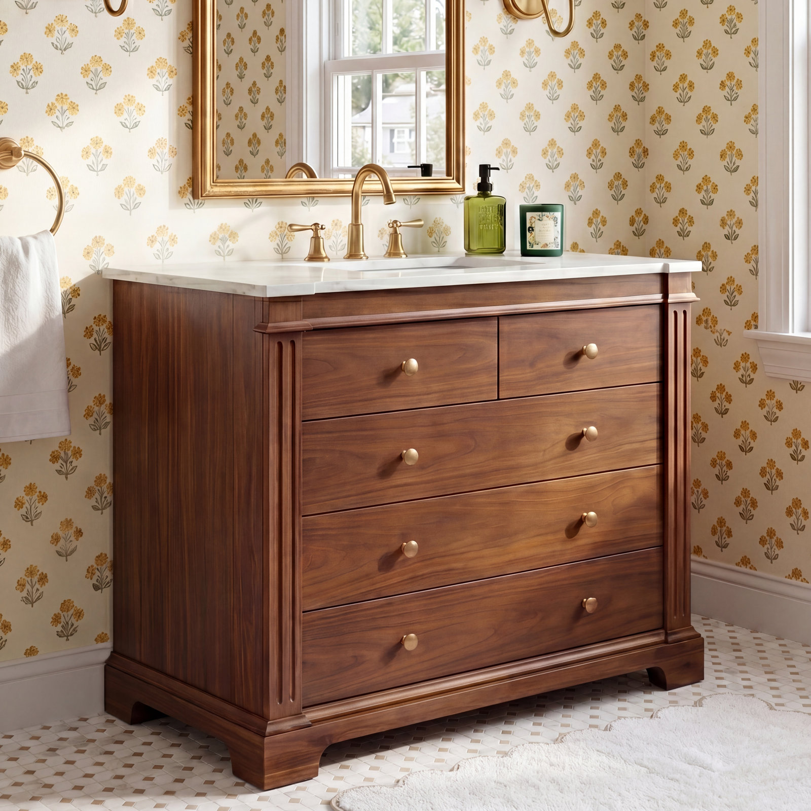 Garza 42" Acacia Single Bathroom Vanity, Walnut Brown