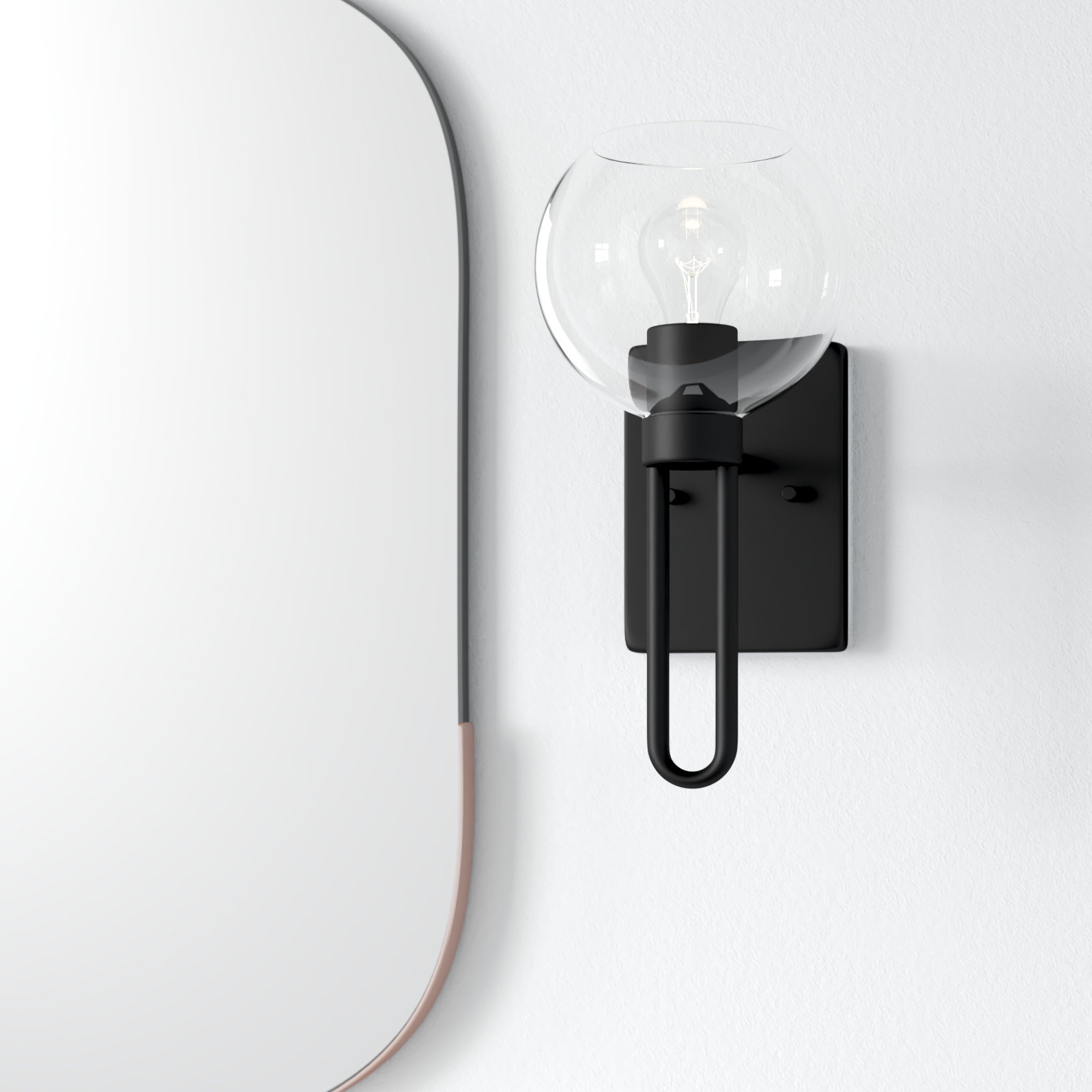 Single Transparent Dimmable Bath Sconce, Midnight Black
