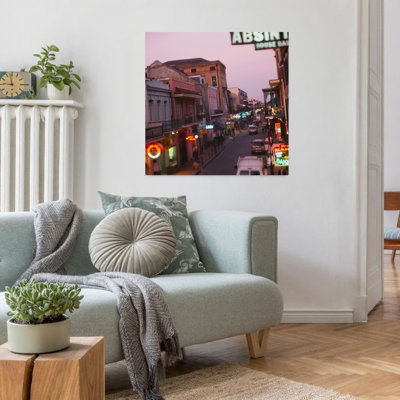 Store signs lit up at dusk Bourbon Street New Orleans LA USA 1 Piece Wrapped Canvas Wall Art