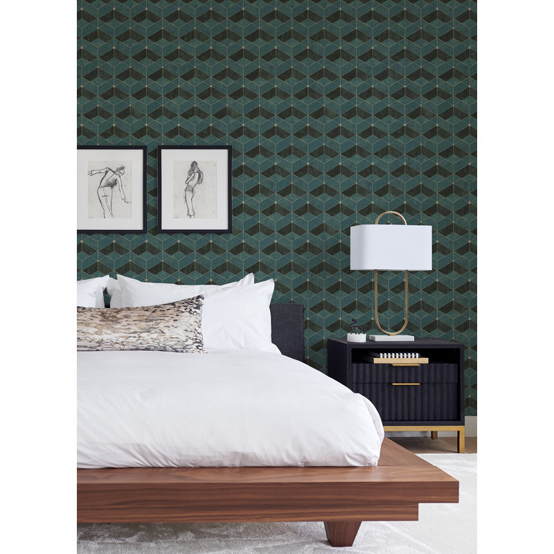Rouleau de papier peint L 33 pi x l 20,9 po Dorta, Bleu sarcelle