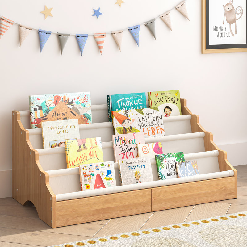 Montessori 4-Tier Bamboo Kids Bookcase