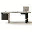 Bureau à plateau en quartz avec pieds en acier inoxydable et 3 tiroirs-2029502454