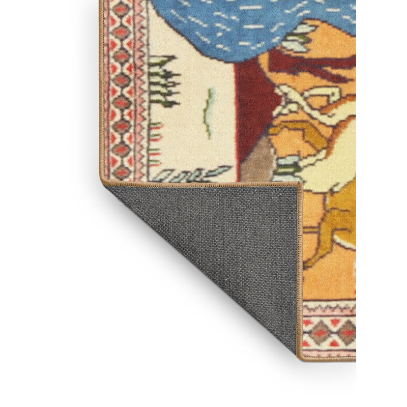Tapis bleu / beige / rouge, Rectangle 4 pi x 6 pi