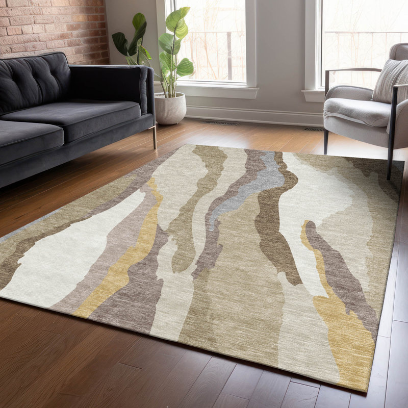 Addison 9' x 12' Beige Synthetic Washable Reversible Rug