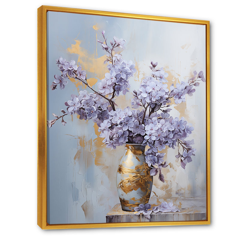 Impression sur toile mauve et pastel lilas pastel mauve sur toile, Cadre flottant doré, H 32 po x l 16 po x P 1 po