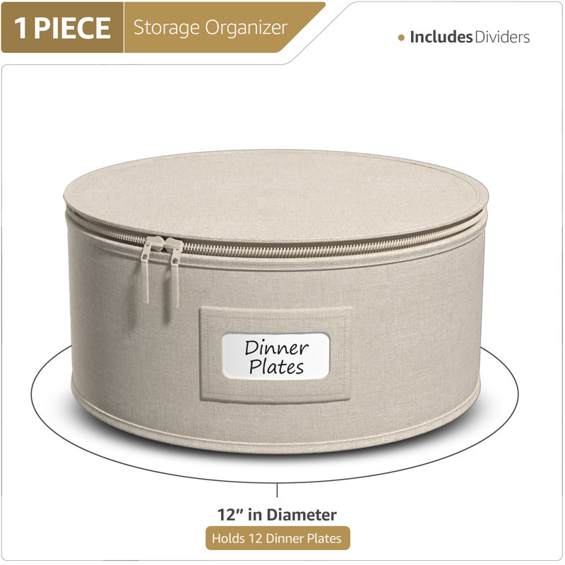 Organisateur de vaisselle Sorbus China, Beige, H 6,25 po x l 12 po x P 12 po