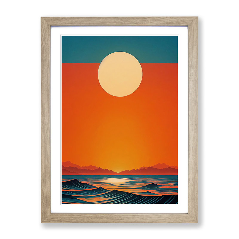 Wild Ocean Sunset Abstract Framed Print, 46cm H x 34cm W x 2cm D, Oak Framed