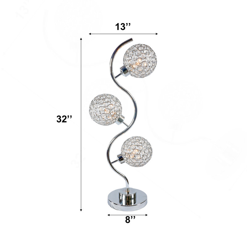 Elegant Crystal Globe Table Lamp – Triple Light Design