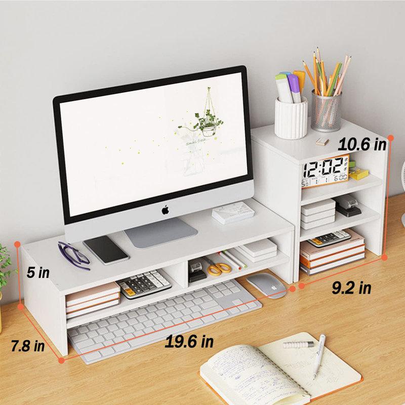 Wood Monitor Riser, 2 Tier Computer Monitor Stand