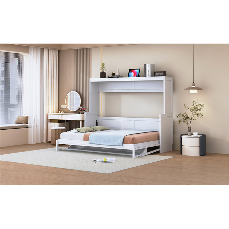 Mihoko Murphy Bed Cabinet with Display Shelf, Full, Dark Gray