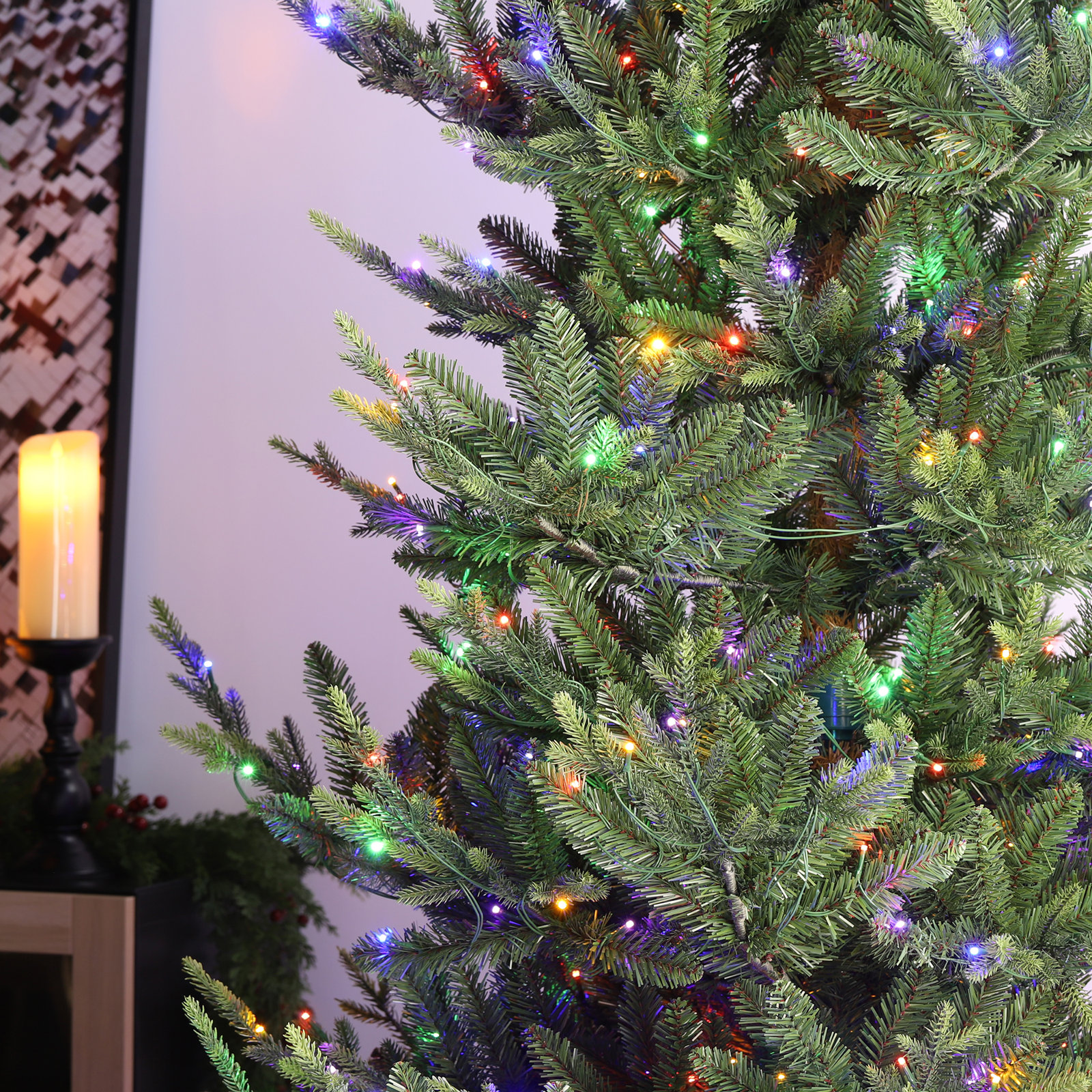 Mcdaniel Slim Flocked Pre-Lit Fir Christmas Tree, 9'