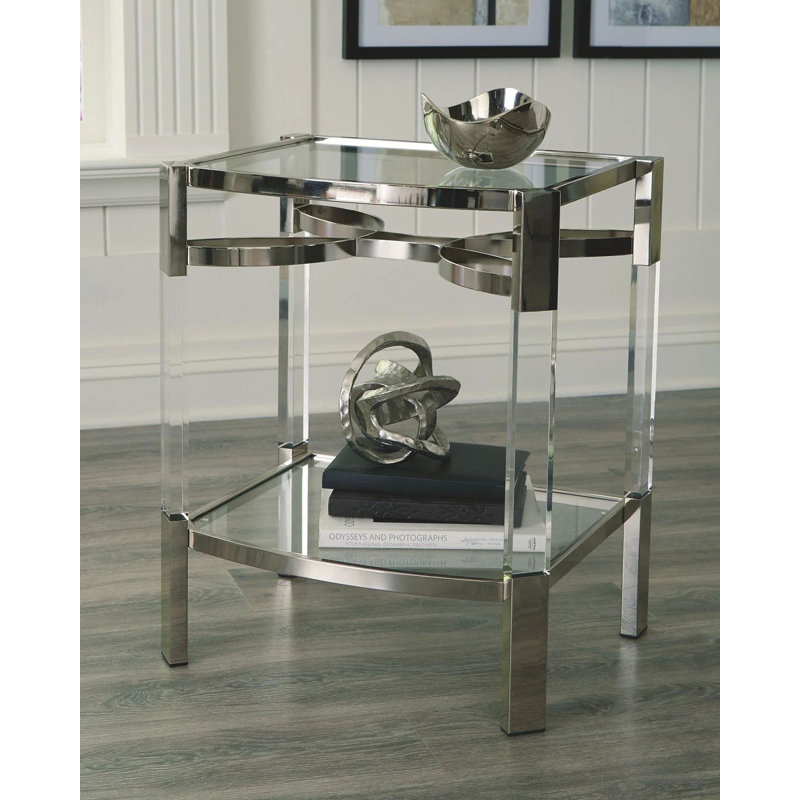 Table de bout avec rangement en verre Chaseton