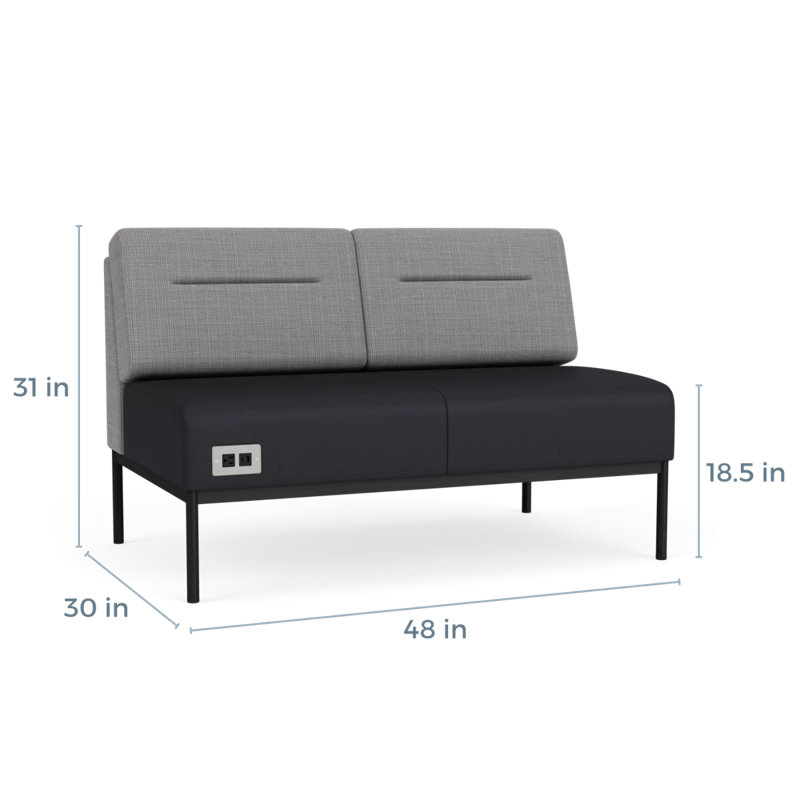 Causeuse Darsey, Avec alimentation, Gris chambray; noir Patriot Plus, Noir