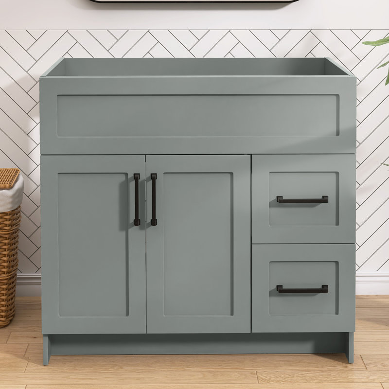 Armoire de salle de bain autoportante sans base 36 po x P 21,5 po x H 33,5 po, gris, Gris