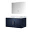 Meuble-lavabo bleu marine avec comptoir en marbre Miroir à DEL - Teinture grattée, rangement spacieux pour garde-robe, ensemble de porte