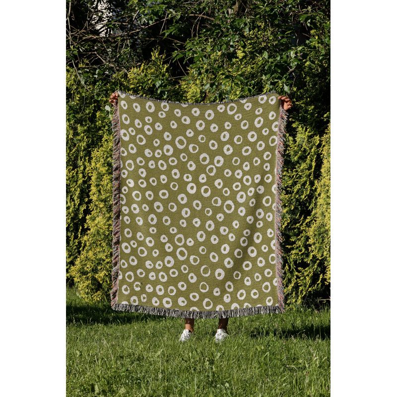 Jeté en coton Tanta, Chartreuse, 50 x 60