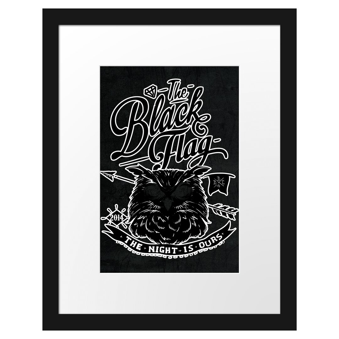 Gerahmtes Poster The Black Flag Owl Black