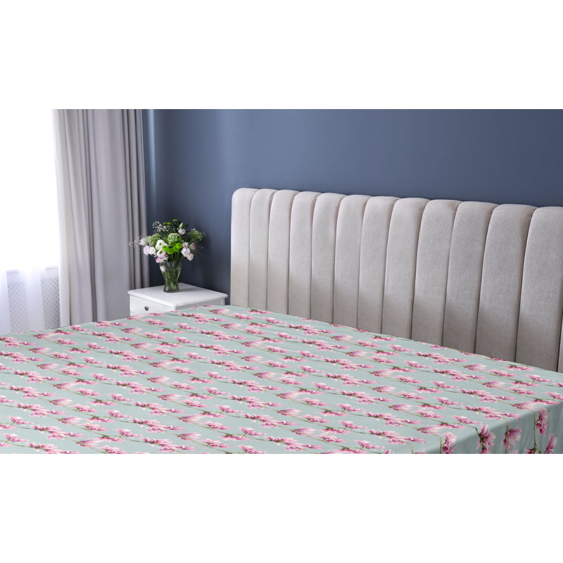 Drap-housse Ambesonne, Drap-housse simple TG, Rose, bleu pâle, gris / floral