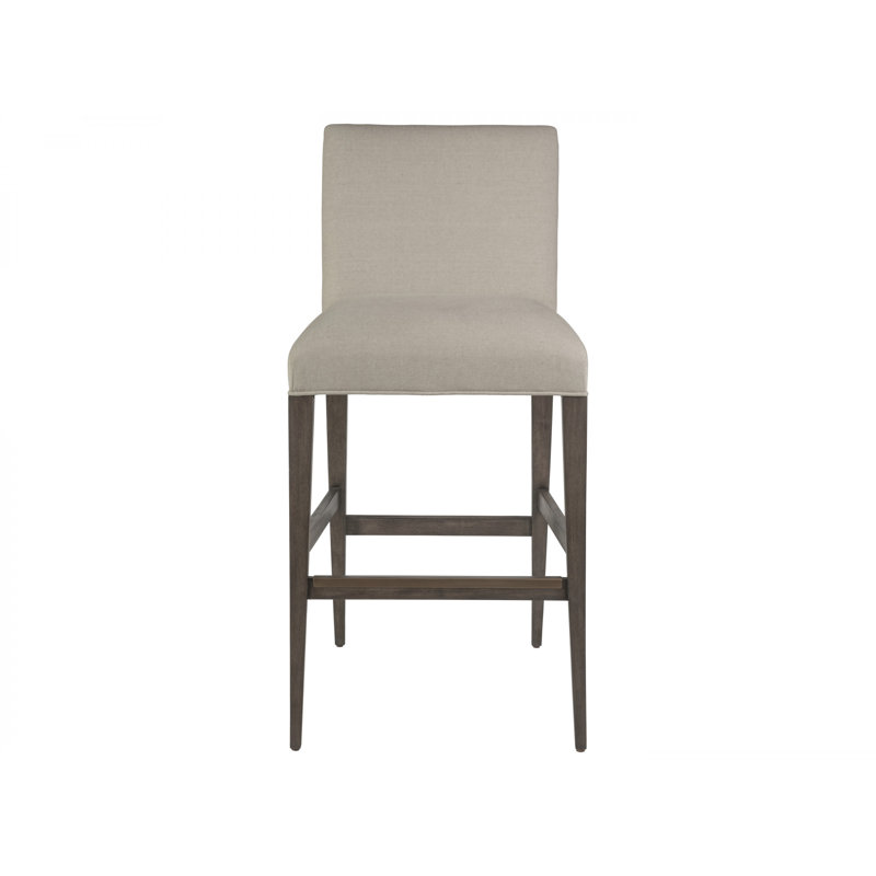 Antico Mahogany and Linen Low Back Bar Stool