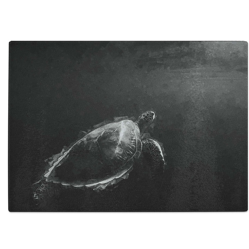 Tempered Glass Sea Turtle Chopping Board, 39 cm W x 28.5 cm L