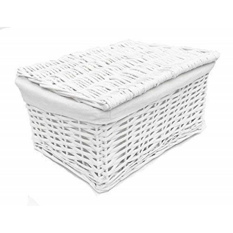 Brambly Cottage Wicker Decorative Basket, 12cm H x 30cm W x 20cm D, White