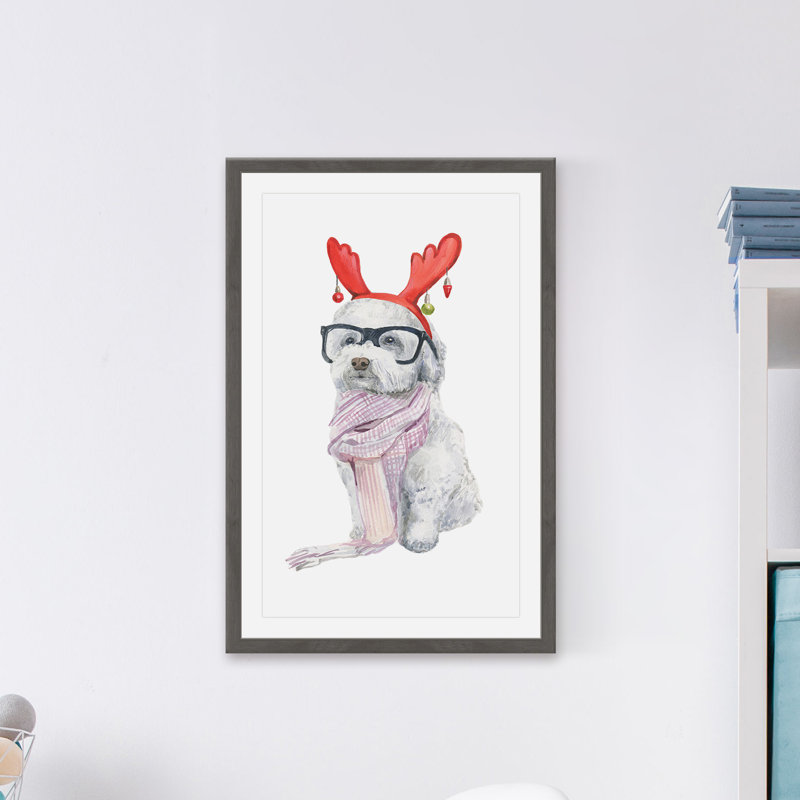 Chien Savant - Single Picture Frame Painting, 46 cm H x 30 cm W x 3.81 cm D