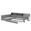 Lit plateforme en L avec lit gigogne, lit de jour avec tablette de rangement et station de charge, structure de lit d'angle simple en bois-109218148