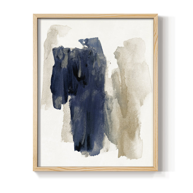 Reproduction encadrée bleu marine - bois massif, Naturel, H 21 po x l 17 po