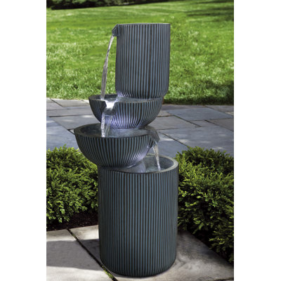 40" H Modern Fountain with 3 Cool White LEDS