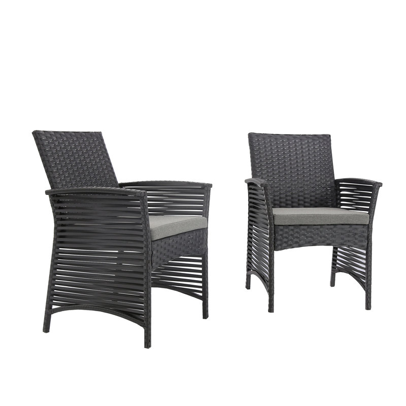 Chaise de patio en osier / rotin avec coussins (ensemble de 2) chocolat, Noir