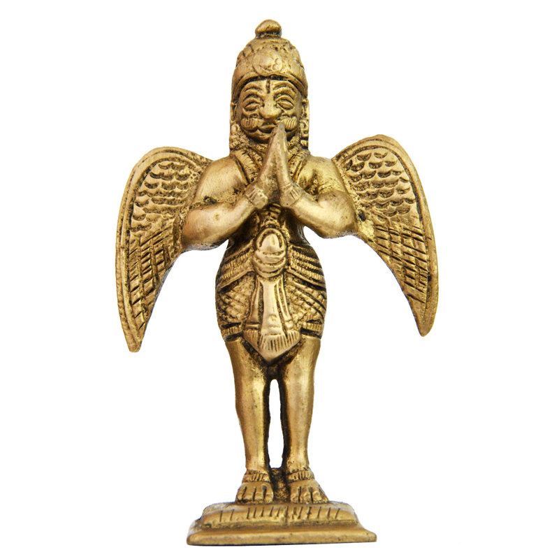 Handcrafted 3-Inch Brass Garuda Figurine | Small Indian Artisan Statue for Mantel or Bookshelf Decor