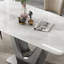 Ensemble de table de salle à manger rectangulaire en faux marbre blanc-105170465