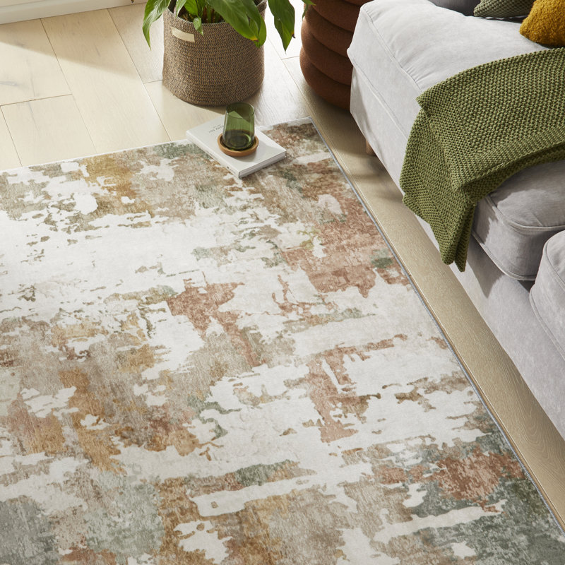 Abstract Rust Washable/Stain Guarded Area Rug, Rectangle 160 x 230 cm