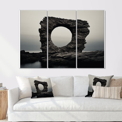 «Black Stone Geode Scenery Minimalisme», ensemble d'art mural sur toile en géode de pierre