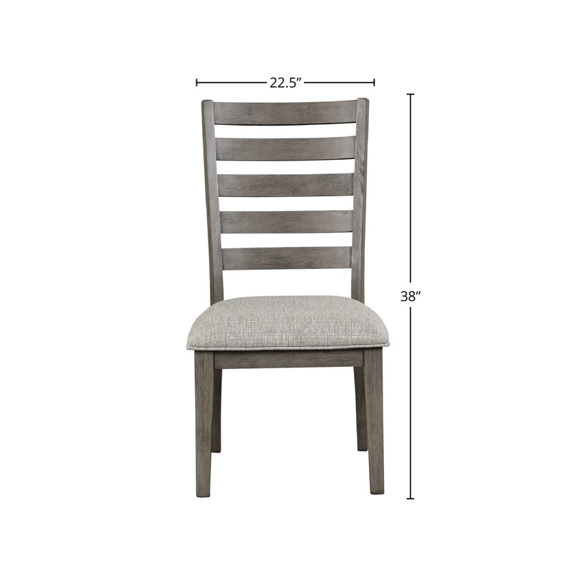 2 fauteuils rembourrés à dossier échelle gris rustique avec dossier en bois massif et 2 sièges de teinte gris
