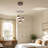 Modern 4-Light Brown Led Pendant Light With 3-Color Dimmable
