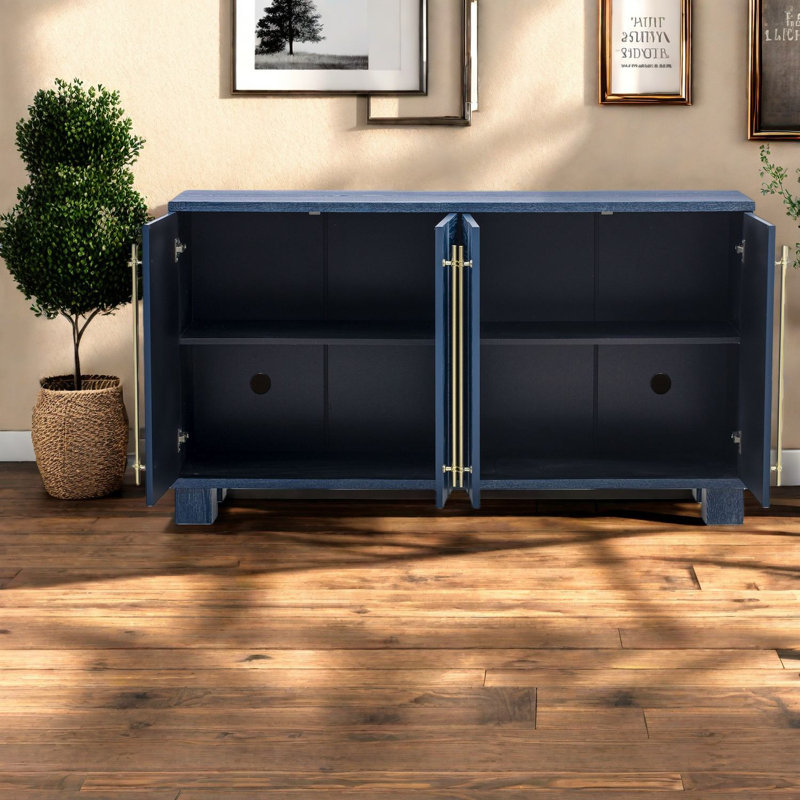 Spacious Wood Sideboard & Buffet With Storage, Mdf, Antique Navy, Ideal For Kitchen & Dining