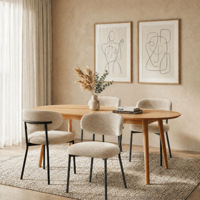 Modern Upholstered Dining Chair, Metal Legs