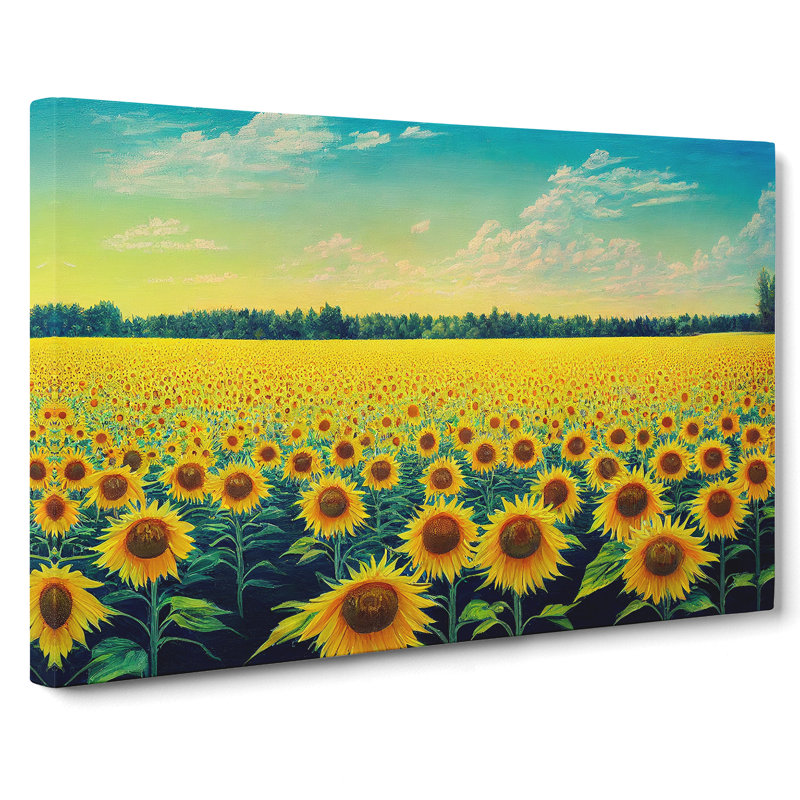 Beaming Sunflower Field - Wrapped Canvas, 50cm H x 76cm W x 3cm D