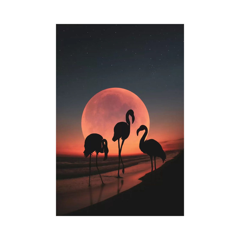 « Flamingo II » par Abdullah Evindar-reproduction de photo, H 26 po x l 18 po x P 1,5 po, Toile tendue, Pas de tapis