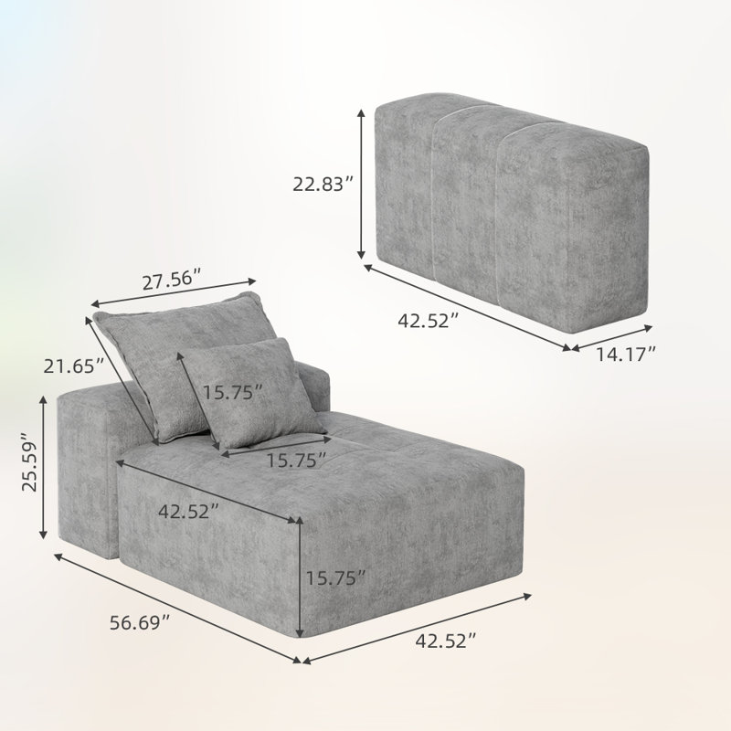 Canapé modulaire surdimensionné Modern, Gris