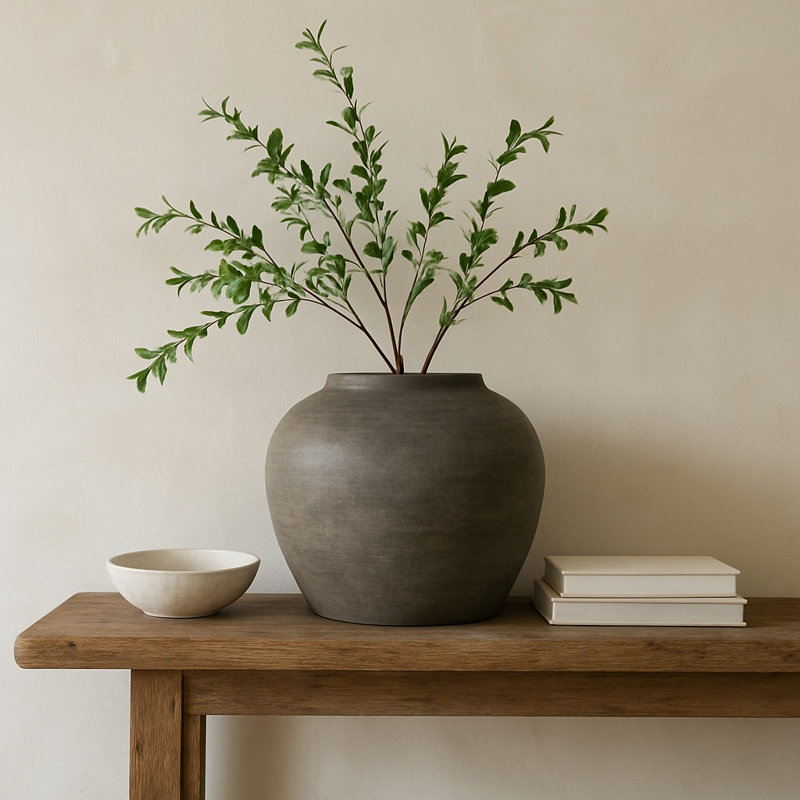 Black Indoor / Outdoor Earthenware, 10" H x 11" W x 11" D