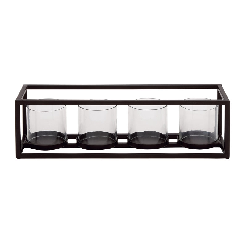 Galya Metal 4 Glass Sleeve Candelabra, 5" H x 18" W x 5" D, 4