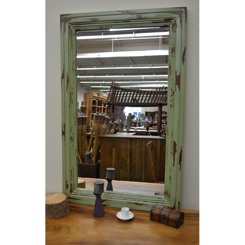 Miroir d'appoint biseauté traditionnel, Vert/brun