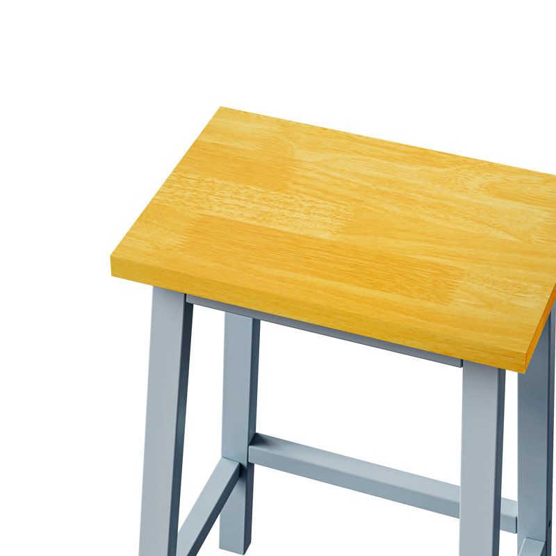 Tabourets de bar en bois massif (gris-bleu, ensemble de 2) avec repose-pieds (style campagne, hauteur de 25,6 po)