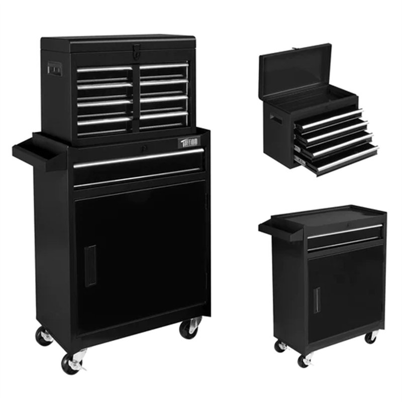 23'' W 5 -Drawer Steel Job Site Storage with Wheels, Black