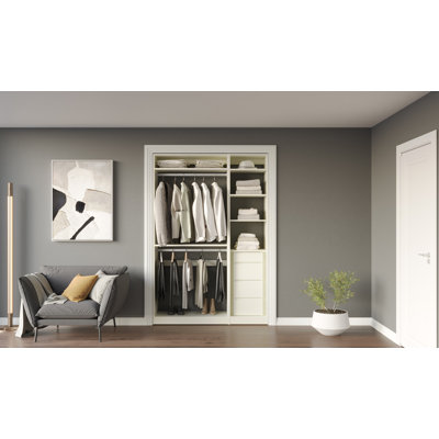 56.89in. W Closet System with 4 Drawers, 2 Hanging Rods and 3 Adjustable Shelves