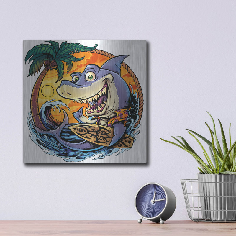 «Shark With Surfboard» par Flyland Designs, H 12 po x l 12 po