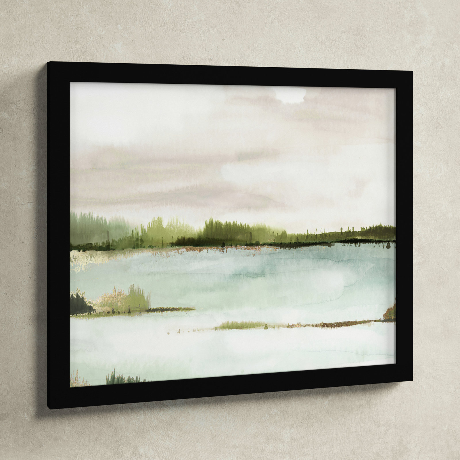 Silent Lake, Black Framed, 22.5" H x 26.5" W x 1.12" D